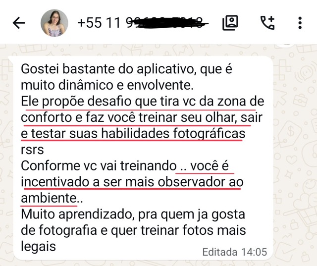 Depoimento de usuário